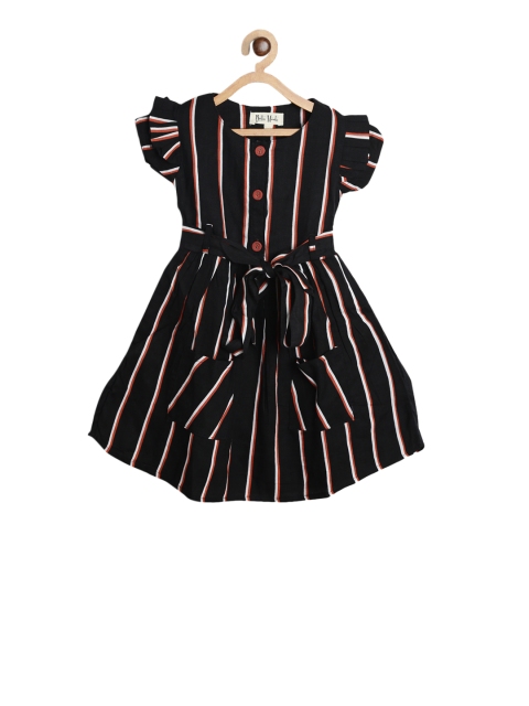 

Bella Moda Girls Black & Brown Striped Fit and Flare Dress