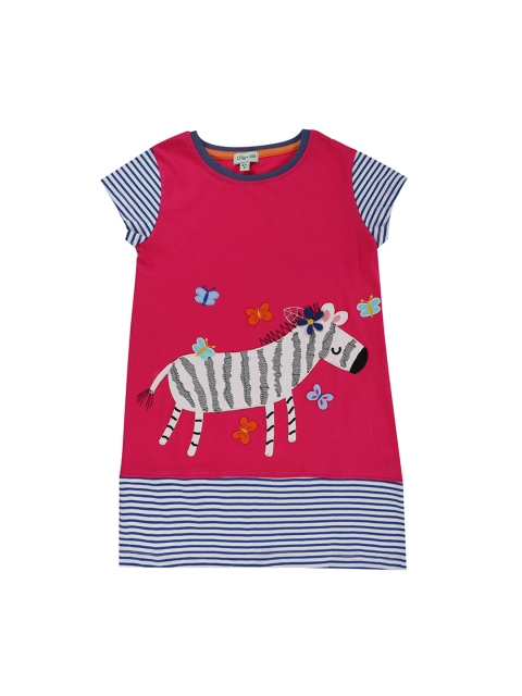 

Lilly and Sid Girls Pink & Blue Striped Organic Cotton T-shirt Sustainable Dress