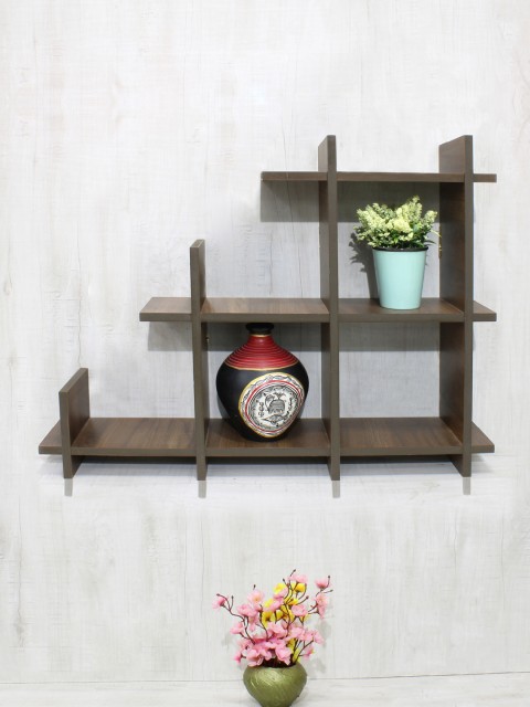 

RANDOM Brown Solid Laminated Wood Basic Wall Shelf