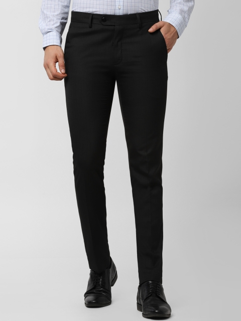

Peter England Men Black Slim Fit Solid Regular Trousers