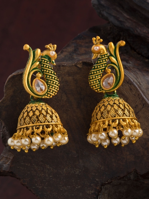 

E2O Gold-Plated Peacock Shaped Jhumkas