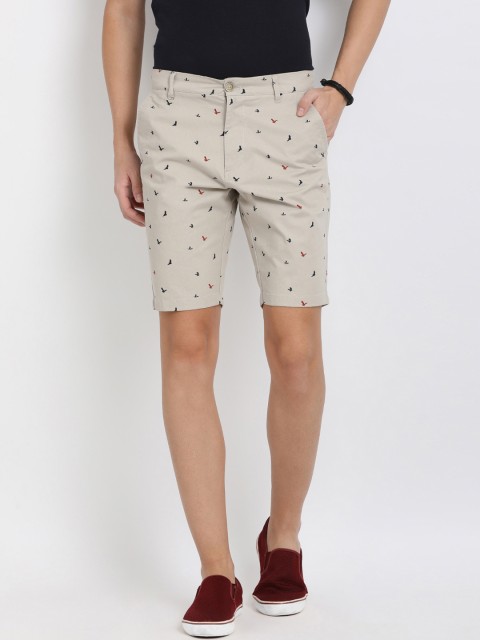 

t-base Men Beige Printed Regular Fit Regular Shorts