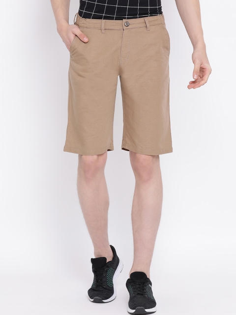 

Crimsoune Club Men Camel Brown Solid Slim Fit Regular Shorts