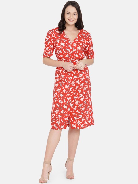 

ISU Women Red Printed Wrap Dress