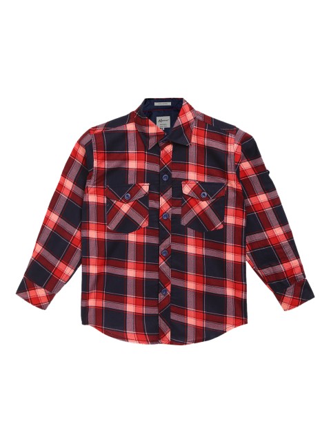 

Aj DEZInES Boys Red & Navy Blue Regular Fit Checked Casual Shirt