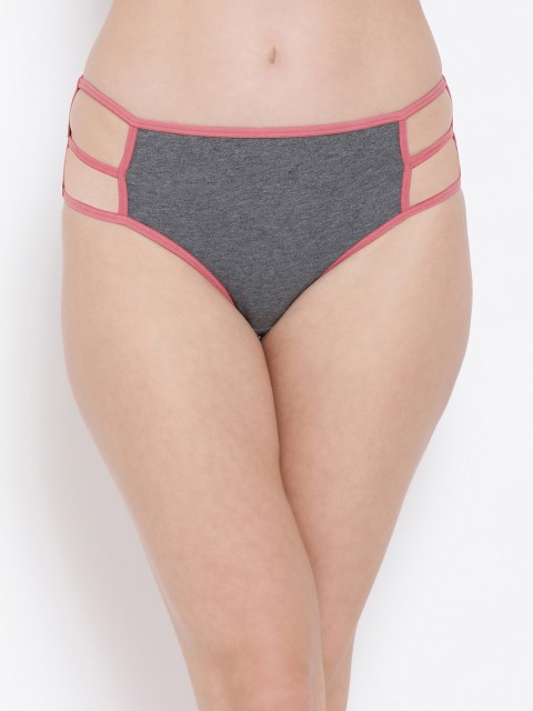 

Clovia Women Grey Solid Hipster Briefs With Cage Sides PN3406F05