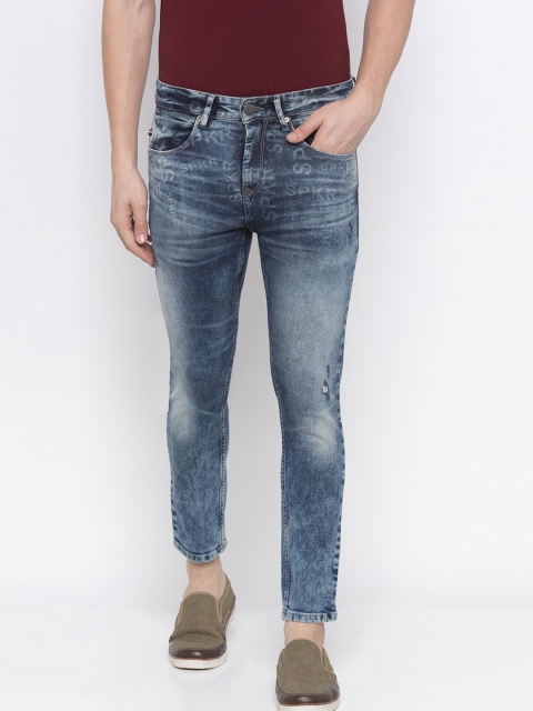 

SPYKAR Men Blue Tapered Fit Mid-Rise Low Distress Jeans