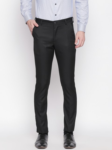

Solemio Men Black Regular Fit Solid Regular Trousers