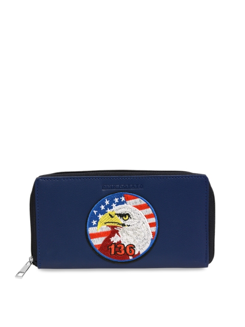 

Pink Potato Women Blue Solid Leather Zip Around Wallet