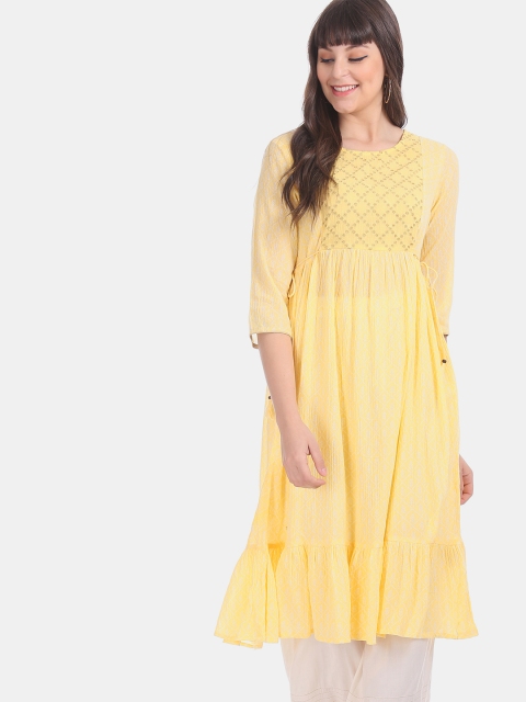

Anahi Women Yellow Printed Anarkali Kurta