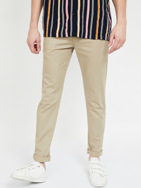 

CODE by Lifestyle Men Beige Slim Fit Solid Regular Trousers