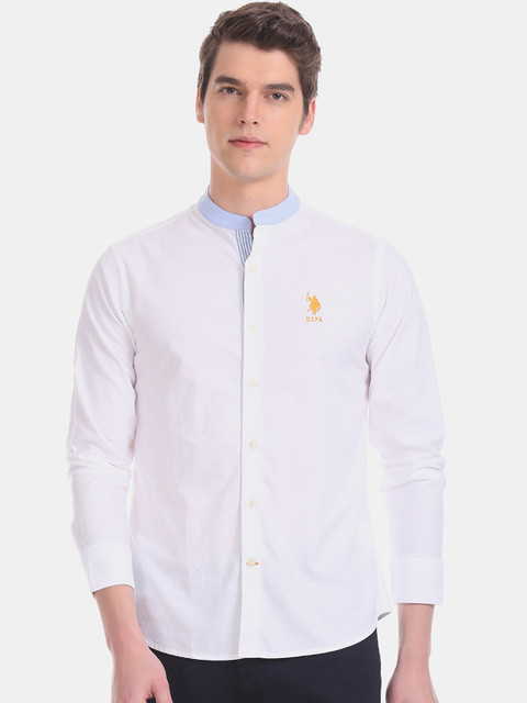 

U.S. Polo Assn. Men White Regular Fit Solid Casual Shirt