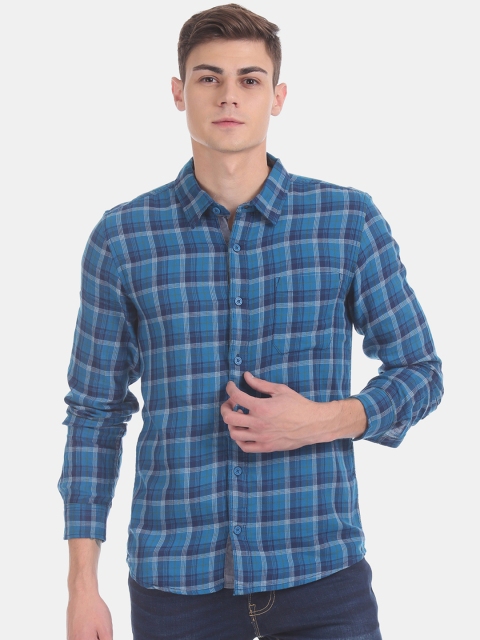 

Cherokee Men Blue Slim Fit Checked Casual Shirt
