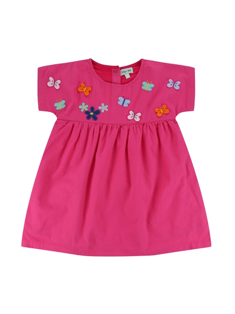 

Lilly and Sid Girls Pink Self Design A-line Sustainable Dress