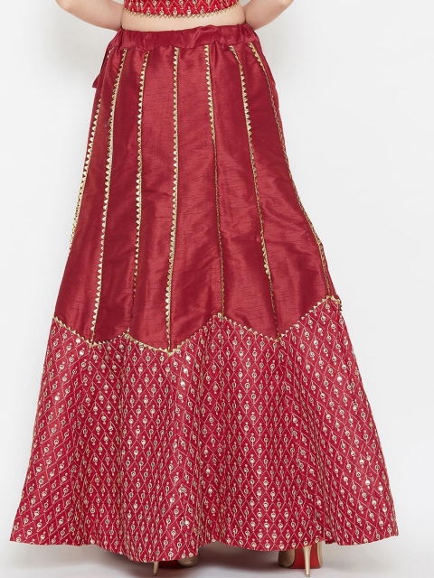 

studio rasa Women Maroon Embroidered Flared Maxi Skirt