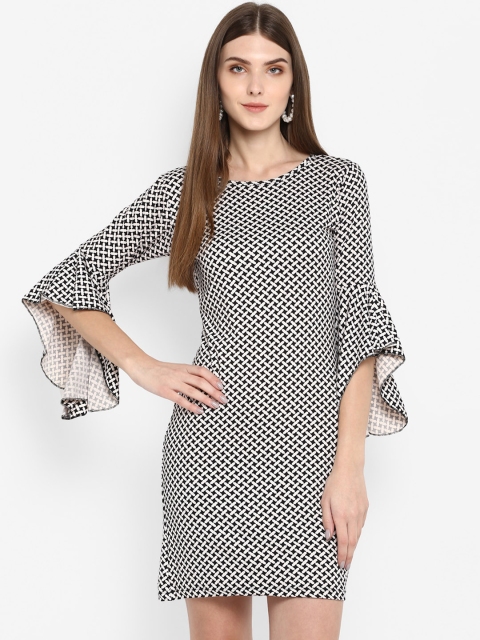 

TRENDY DIVVA Women White & Black Printed Sheath Dress