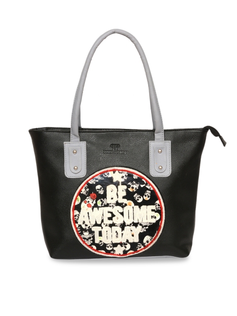 

Pink Potato Black & White Embellished Leather Handheld Bag