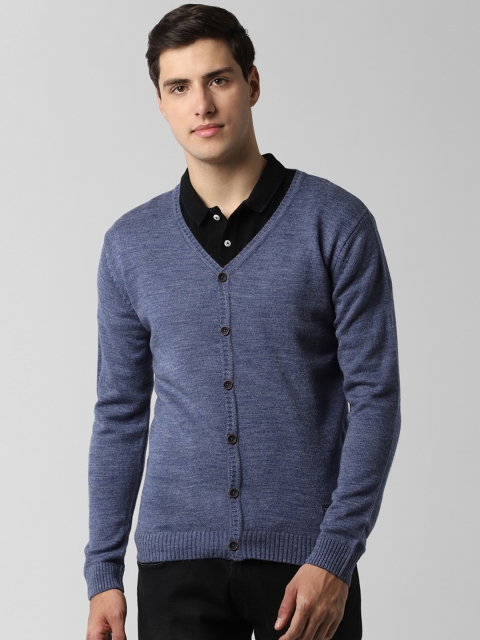 

Peter England Casuals Men Navy Blue Solid Cardigan Sweater