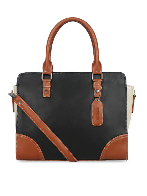 

Toteteca Black & Brown Colourblocked Handheld Bag