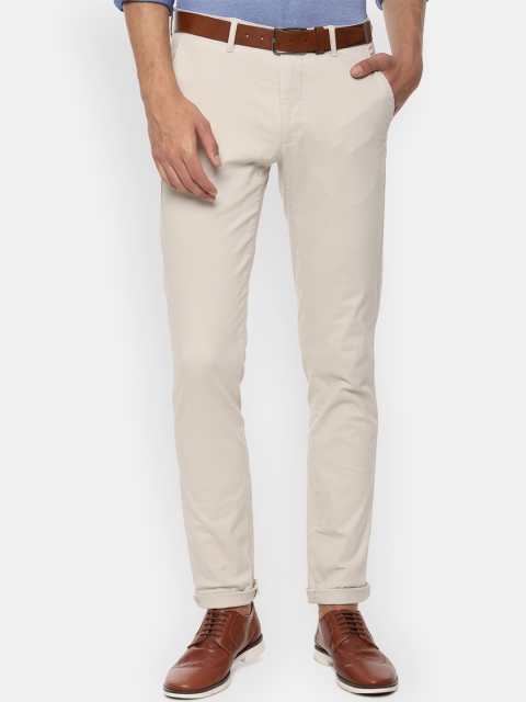 

Van Heusen Sport Men Cream-Coloured Slim Fit Solid Regular Trousers
