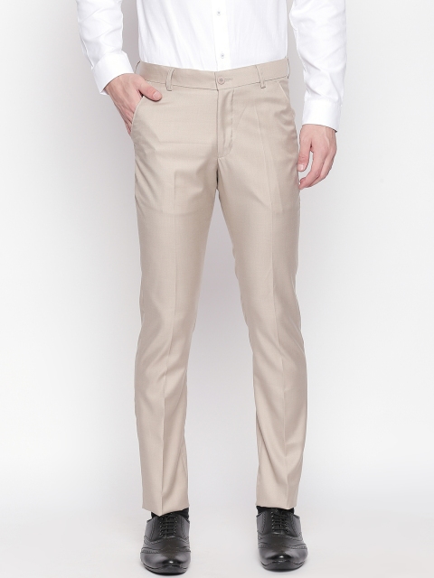 

Solemio Men Beige Regular Fit Solid Regular Trousers