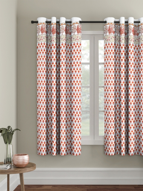 

Rajasthan Decor White & Orange Printed Window Curtain