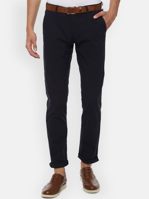 

Van Heusen Sport Men Navy Blue Slim Fit Solid Regular Trousers