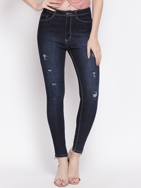

fungus Women Blue Slim Fit High-Rise Mildly Distressed Stretchable Jeans