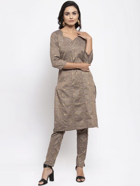 

Jompers Women Grey Striped Kurta with Trousers