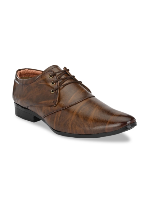 

Mactree Men Brown Textured Formal Derbys