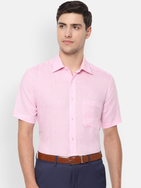 

Louis Philippe Men Pink Regular Fit Solid Linen Formal Shirt
