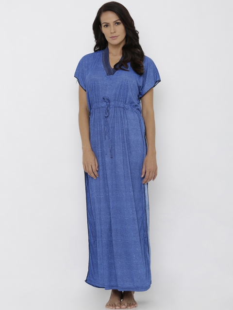 

Pretty Awesome Blue Solid Kaftan Nightdress