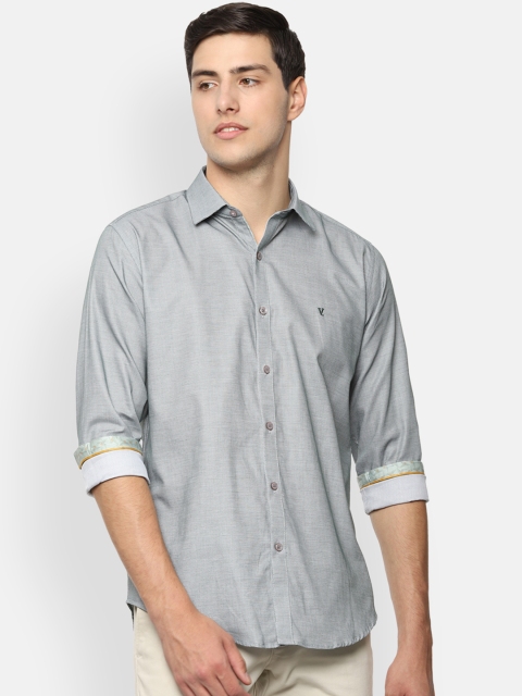 

V Dot Men Grey Slim Fit Printed Casual Shirt