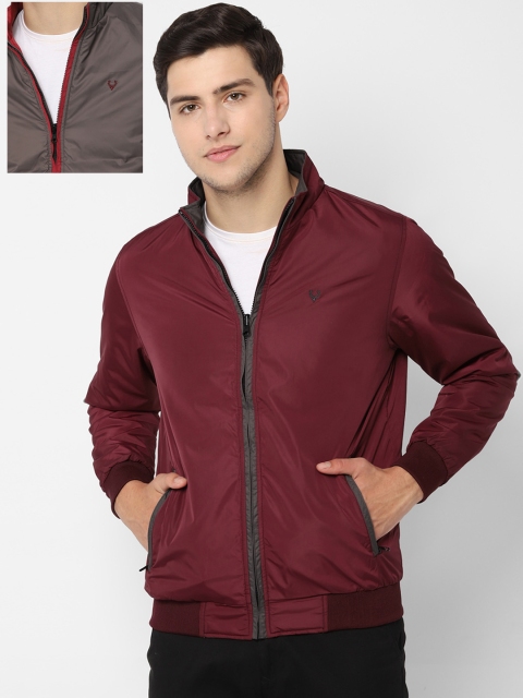 

Allen Solly Men Maroon & Grey Solid Reversible Bomber