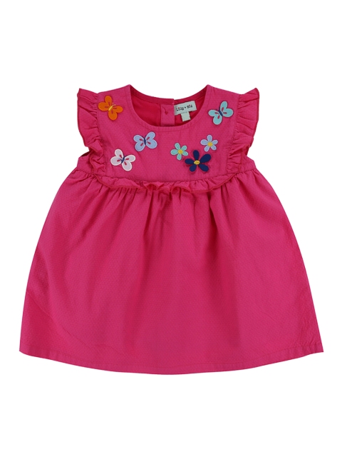

Lilly and Sid Girls Pink Solid Organic Cotton A-Line Sustainable Dress