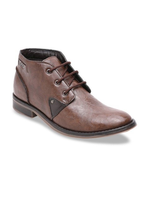 

XESS by iD Men Brown Solid Synthetic Leather High-Top Derbys