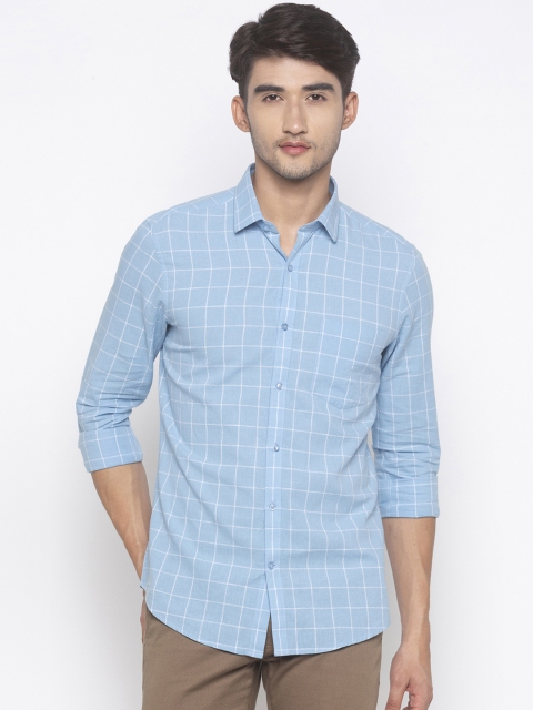 

Globus Men Blue & White Regular Fit Checked Casual Shirt