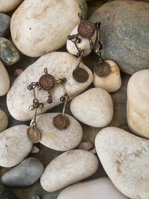 

Anetra Bronze-Toned Brass-Plated Geometric Drop Earrings