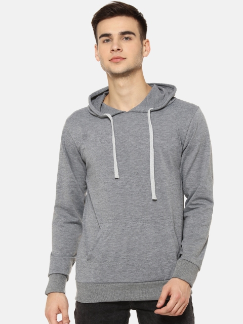 

Campus Sutra Men Grey Solid Hooded Sweatshirt