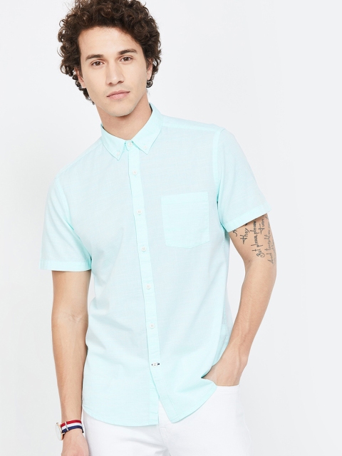 

Fame Forever by Lifestyle Men Turquoise Blue Slim Fit Solid Casual Shirt