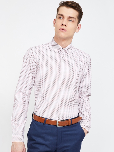 

CODE by Lifestyle Men White & Maroon Slim Fit Printed Casual Shirt