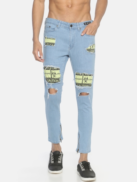 

KULTPRIT Men Blue Skinny Fit Mid-Rise Slash Knee Jeans