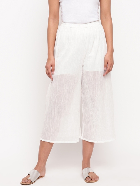 

trueBrowns Women White Solid Straight Palazzos