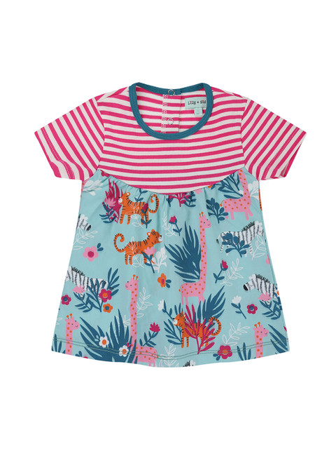 

Lilly and Sid Girls Blue & Red Printed Organic Cotton A-Line Sustainable Dress
