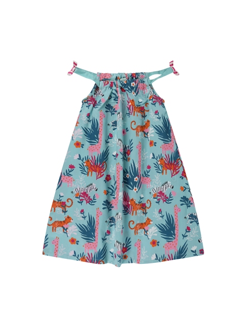 

Lilly and Sid Girls Blue Printed Organic Cotton A-Line Sustainable Dress