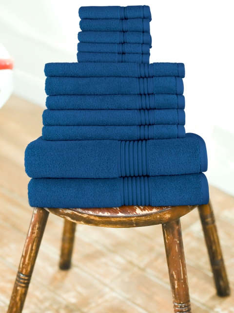 

swiss republic Unisex Set of 12 Navy Blue Solid Signature 630 GSM Towels