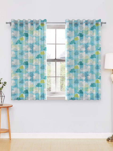 

Divine Casa Blue & White Set of 2 Window Curtains