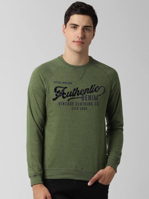 

Peter England Casuals Men Olive Green Printed Sweatshirt