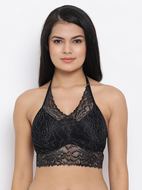

Clovia Black Solid Non-Wired Lightly Padded Bralette Bra BR2007P1332B