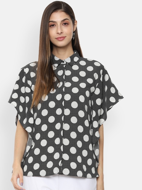 

Van Heusen Woman Black & White Regular Fit Printed Casual Shirt